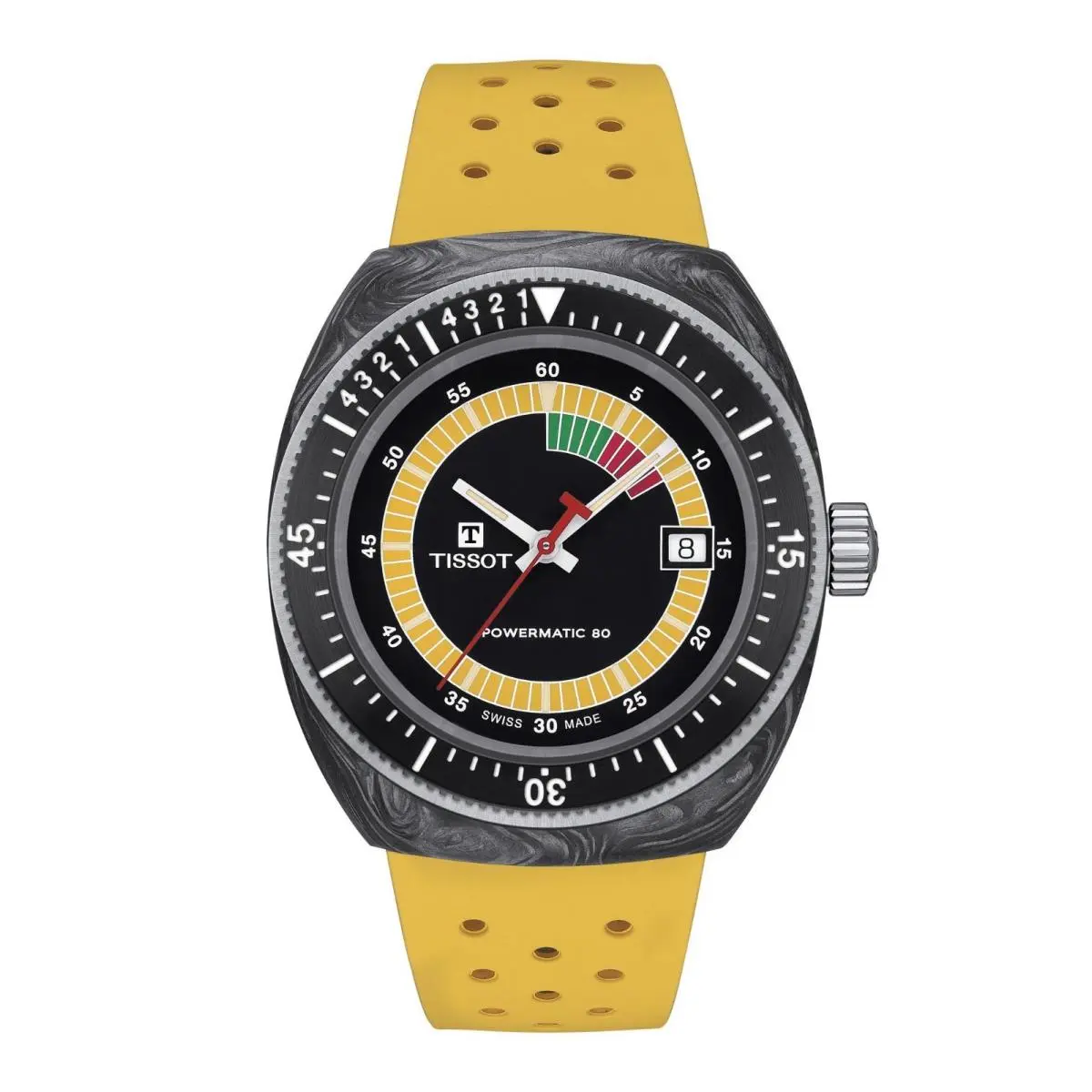 Tissot Sideral Powermatic 80 Yellow Watch T145.407.97.057.00 - Dial: Black, Band: Yellow, Bezel: Black