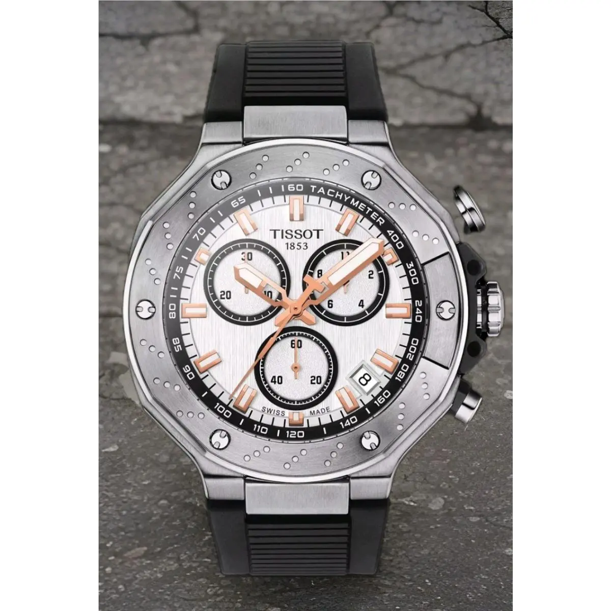 Tissot T-race Chronograph White Dial Black Rubber Strap Watch T141.417.17.011.00