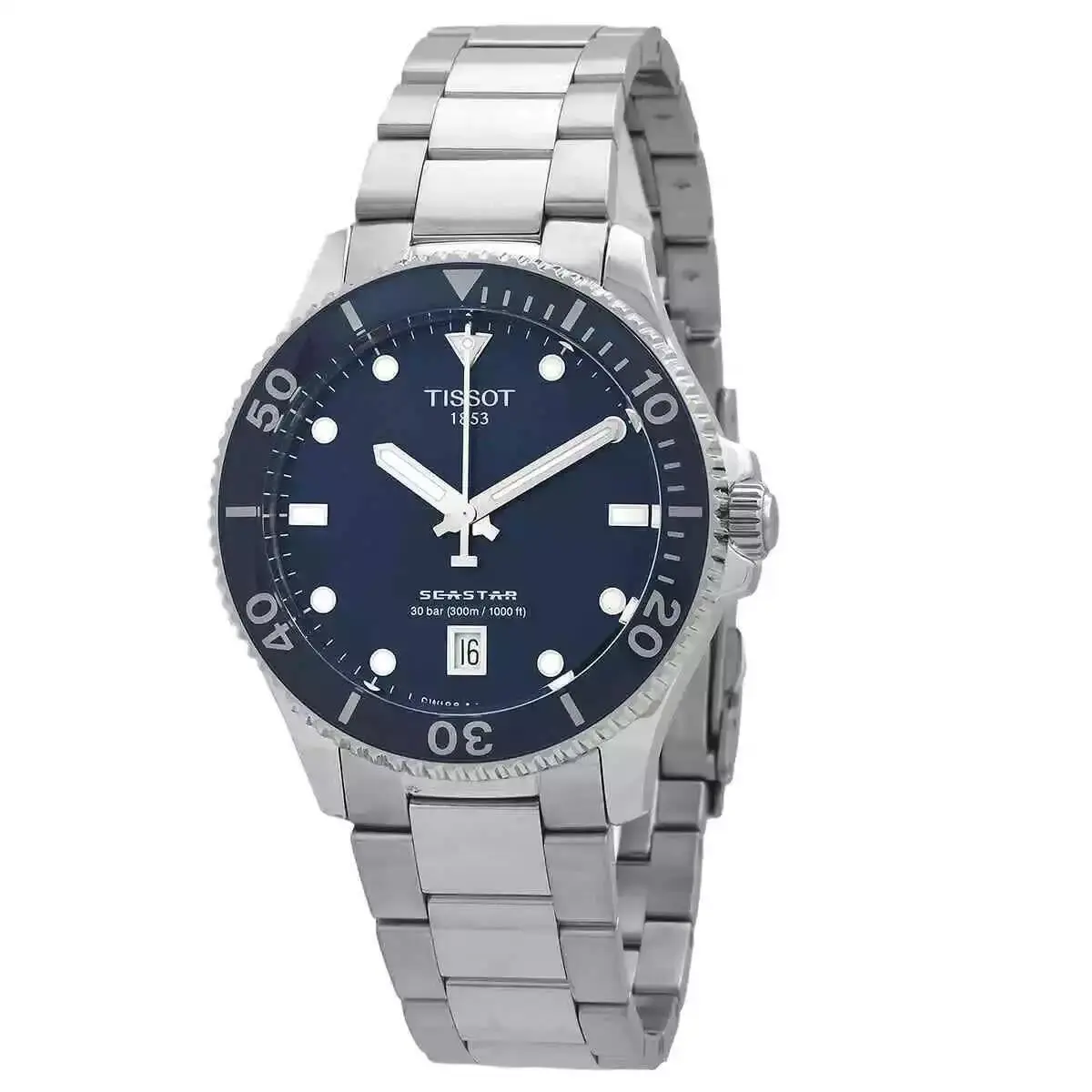 Tissot Seastar Blue Dial 40mm Mens Quartz Watch T1204101104100 - Dial: Blue