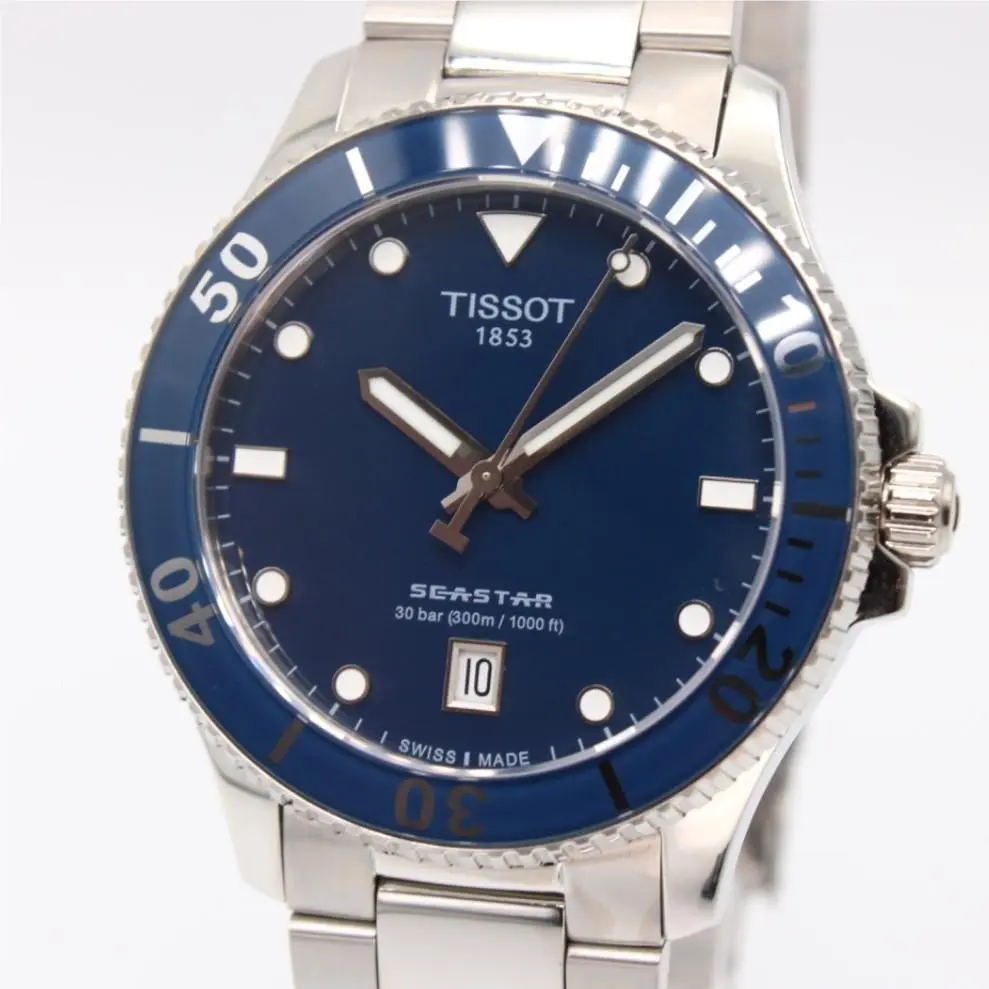 Tissot Seastar 1000 T120.410.11.041.00 Blue Dial Men`s Watch 40 mm - Dial: Blue, Band: Silver, Bezel: Blue