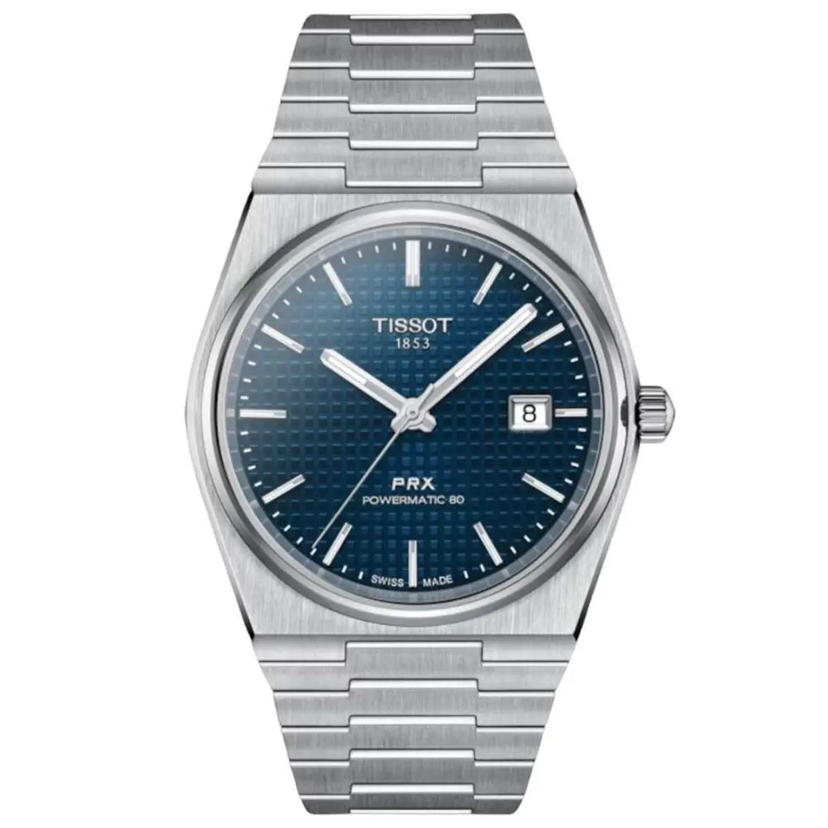 Tissot Prx Blue Dial Powermatic Steel Bracelet Men`s Watch T1374071104100 - Dial: Blue, Band: Silver