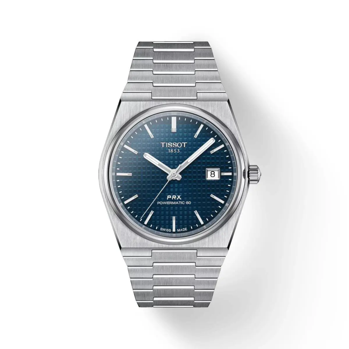 Tissot Prx 40mm Powermatic 80 Blue Dial Men`s Watch T1374071104100 - Dial: Blue, Band: Silver, Bezel: Silver