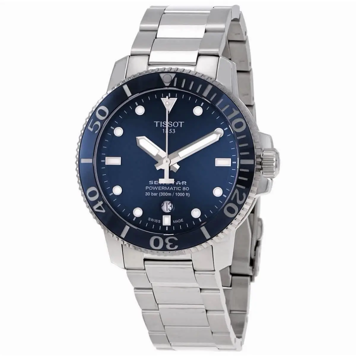 Tissot Seastar 1000 Powermatic 80 Automatic Blue Dial Men`s Watch T1204071104103