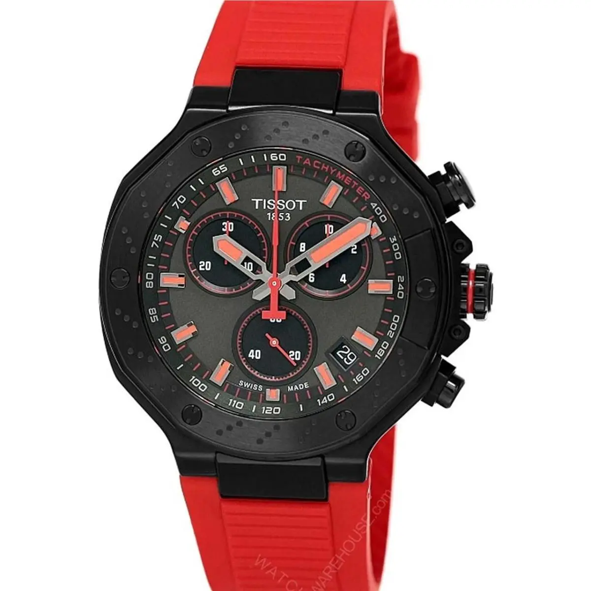 Tissot T-race Quartz Chrono 45MM Red Silicone Men`s Watch T141.417.37.061.01