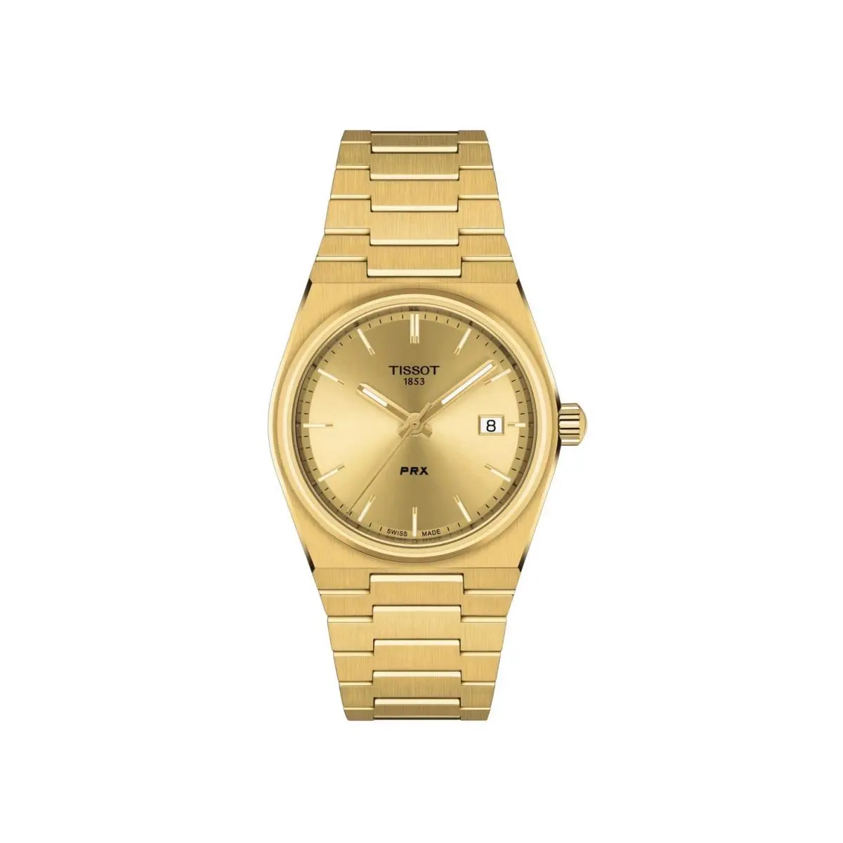 Tissot Prx 35mm Champagne Dial Gold Watch T137.210.33.021.00 - Dial: Champagne, Gold, Band: Gold, Bezel: Gold
