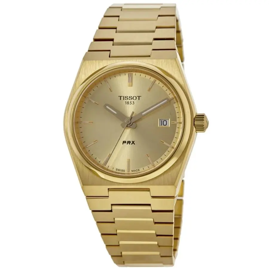Tissot Prx Quartz 35mm Champagne Dial Unisex Watch T137.210.33.021.00 - Face: Champagne, Dial: Champagne, Band: Yellow Gold