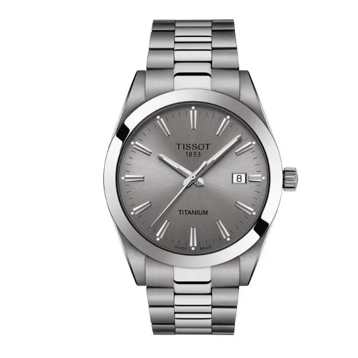 Tissot Gentleman Quartz Titanium Grey Dial Grey Strap Men`s Watch T1274104408100 - Dial: Grey, Band: Grey, Bezel: Grey