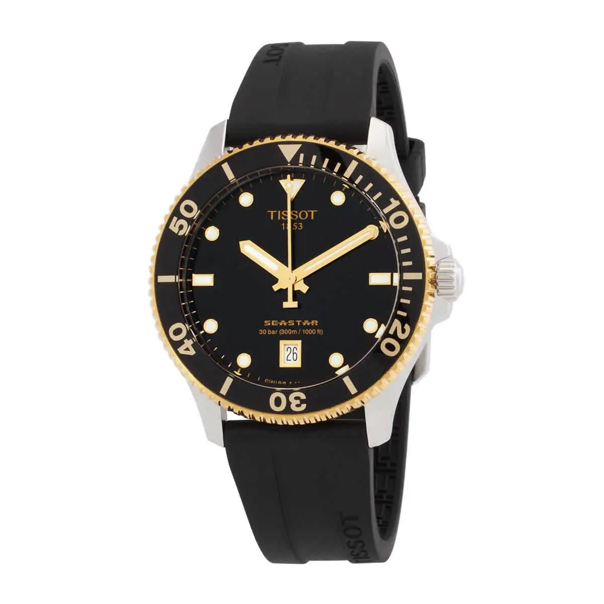 Tissot Seastar 1000 Quartz Black Dial Men`s Watch T120.410.27.051.00 - Dial: Black, Band: Black, Bezel: Black