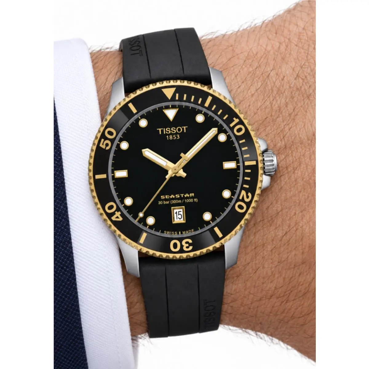 Seastar 1000 Black Dial Rubber Strap 40mm Quartz Watch T120.410.27.051.00 by Tissot