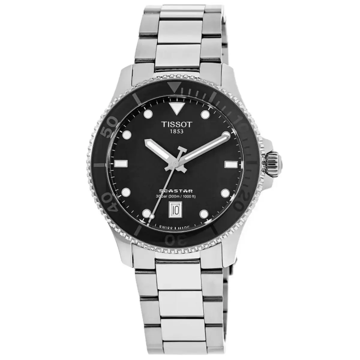 Tissot Seastar Black Dial 40mm Mens Quartz Watch T1204101105100 - Dial: Black