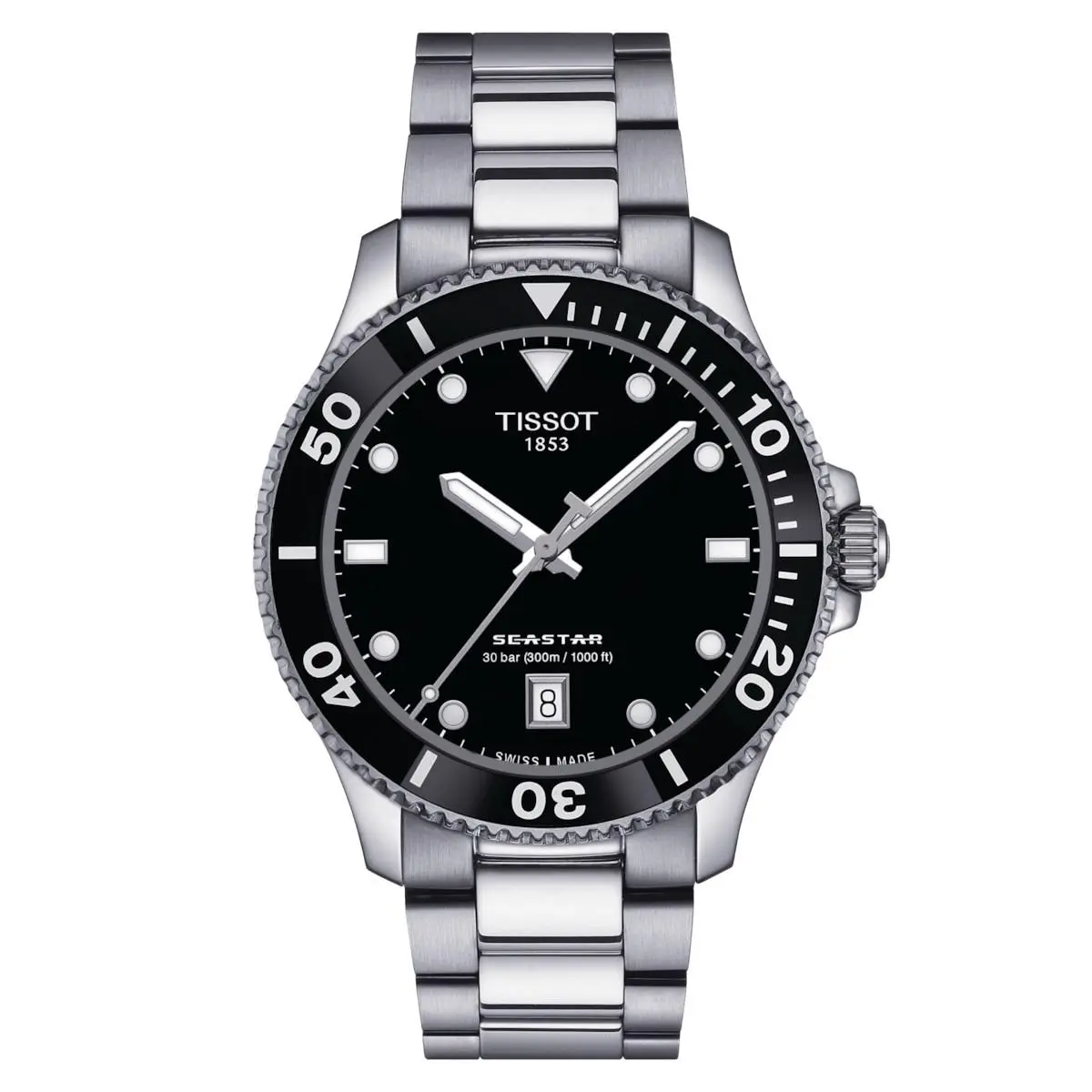 Tissot Seastar 1000 Men`s Watch T120.410.11.051.00 - Dial: Black, Band: Silver, Bezel: Black