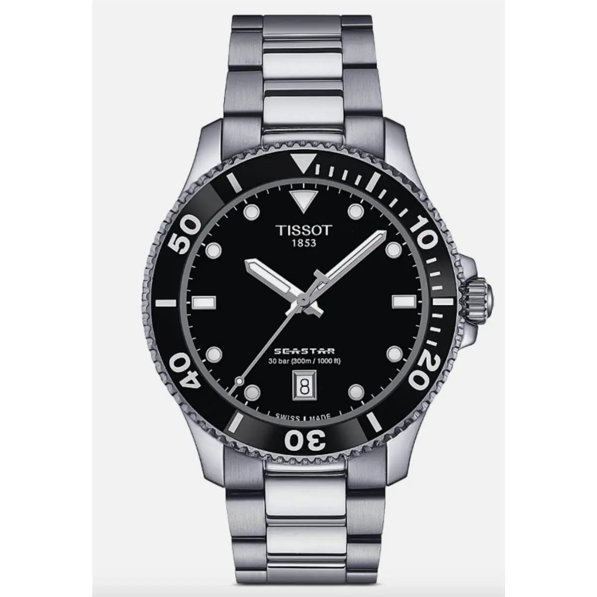 Tissot Seastar Quartz Black Dial Men`s Watch T120.410.11.051.00 - Dial: Black, Band: Gray, Bezel: Black
