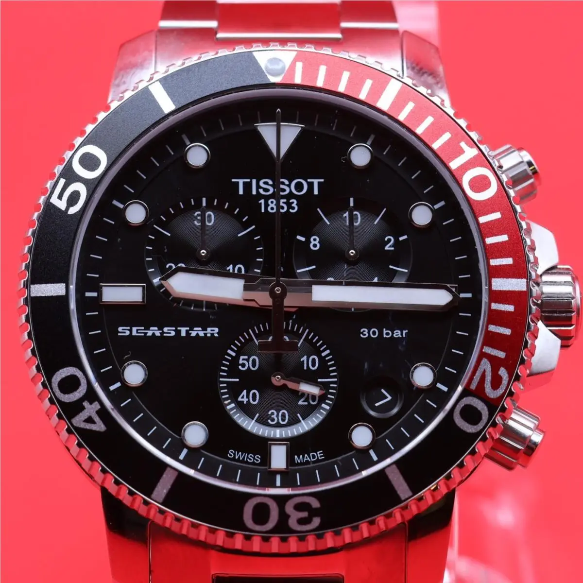 Tissot Seastar 1000 Chronograph Black Red Coke Quartz Watch T1204171105101