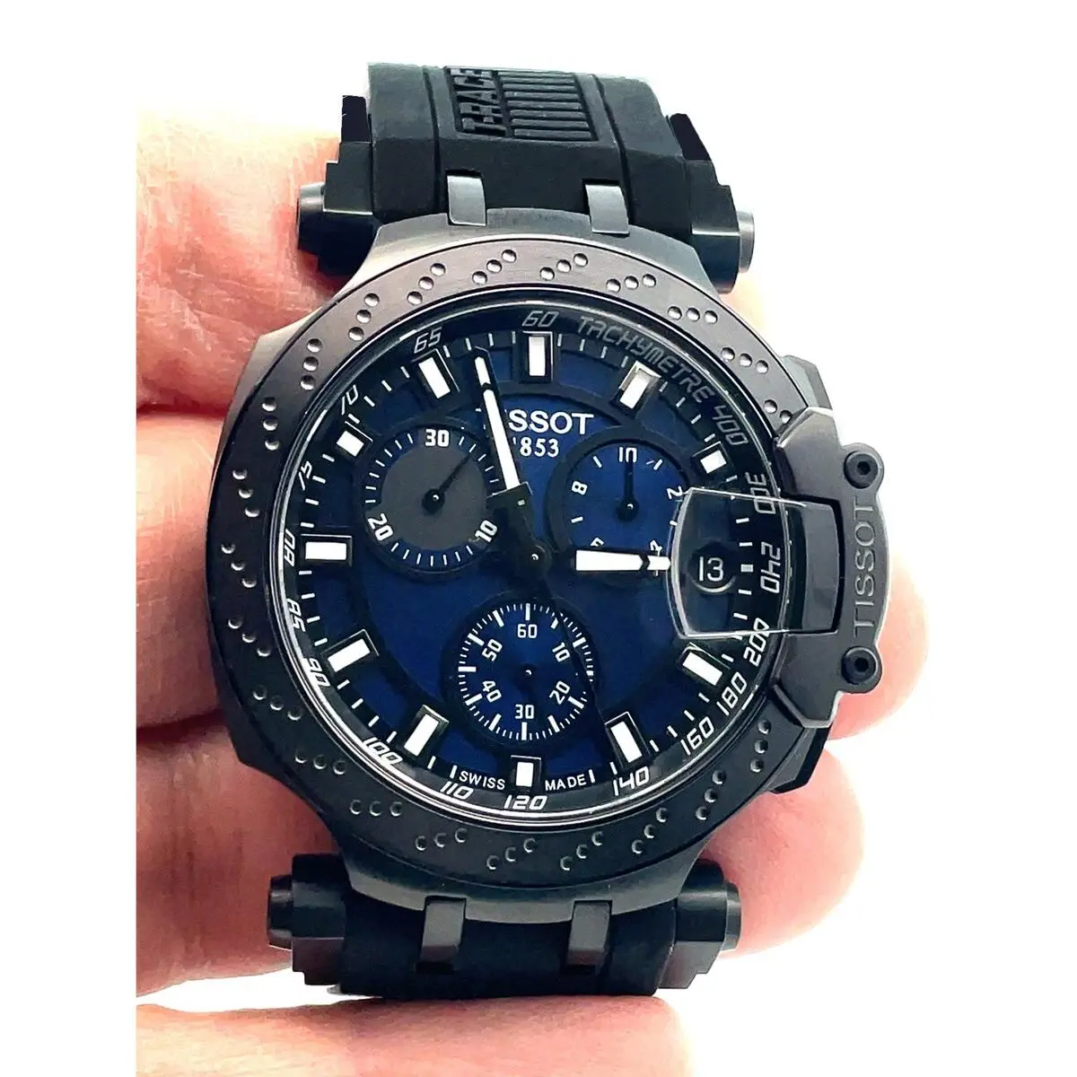 Tissot T-race Chronograph Blue Dial Rubber Strap Men`s Watch T115.417.37.041.00