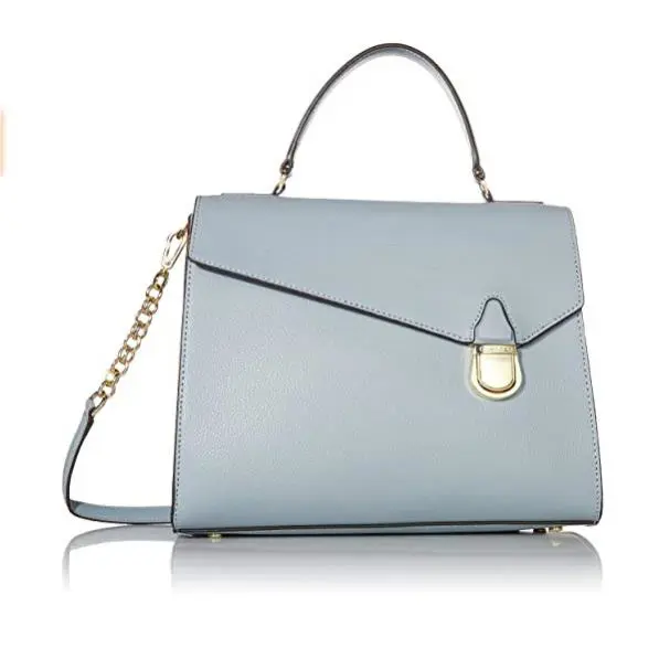 Calvin Klein Leather Purse Iris Top Handle Satchel - Light Blue Nip