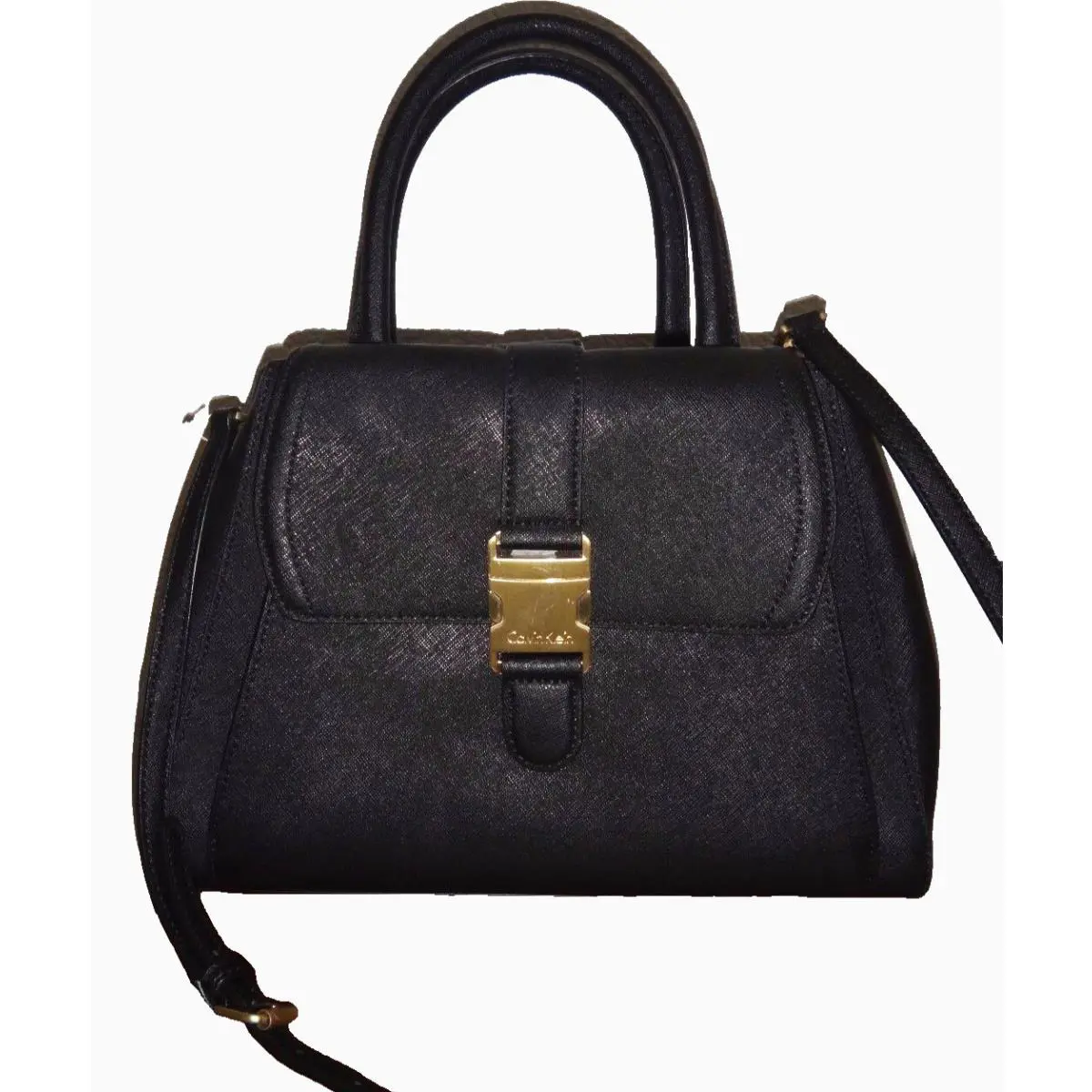 Calvin Klein Women`s Black Saffiano Leather Tote Satchel Purse Hand Shoulder Bag