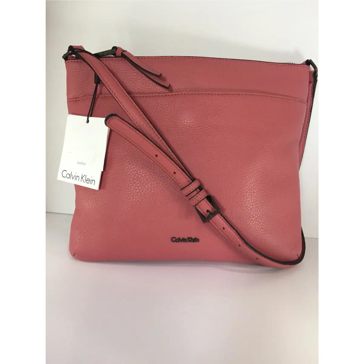 Calvin Klein Lily Pebble Leather Dahlia Pink Crossbody Bag Purse
