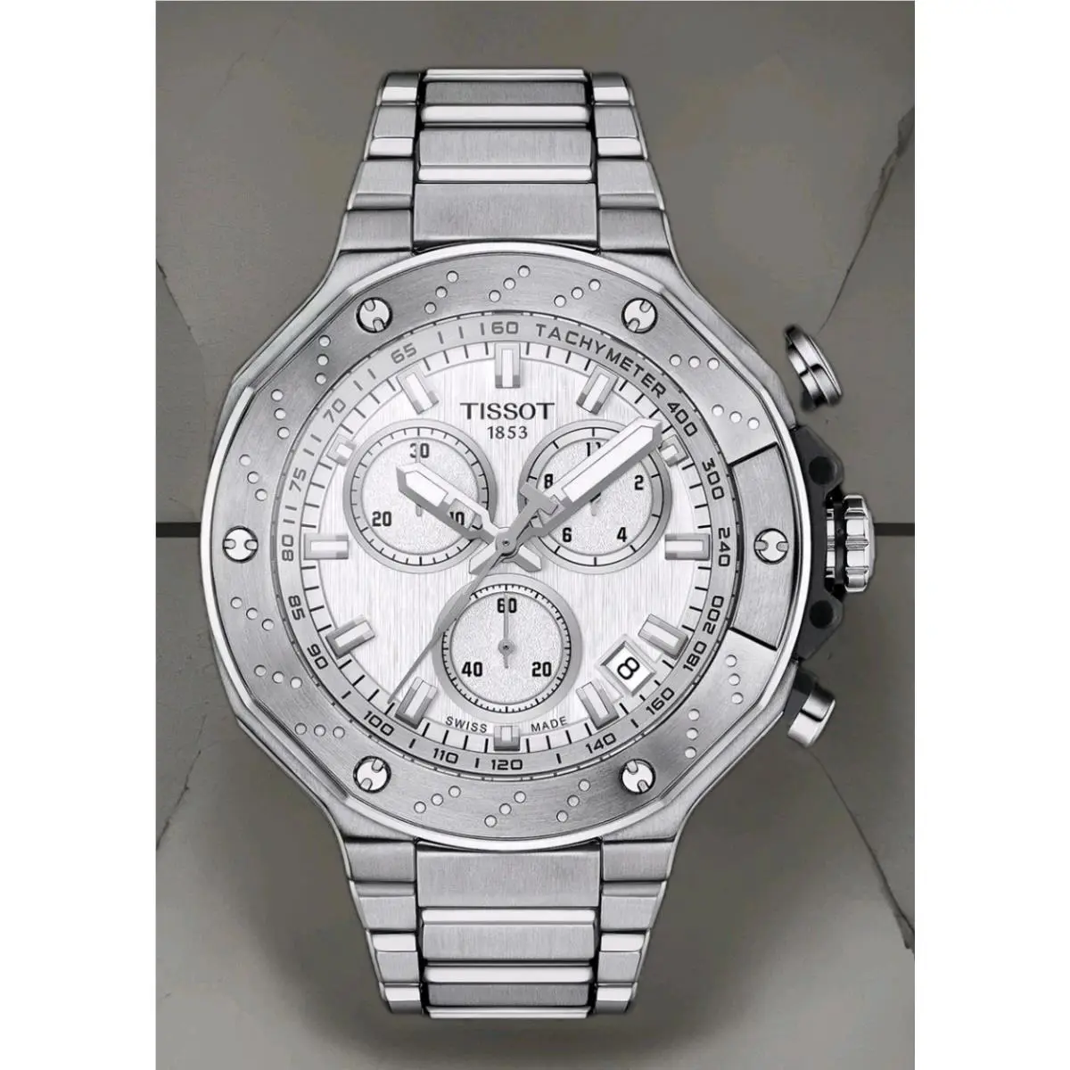Tissot T-race Chrono 45mm Silver Dial SS Men`s Watch T141.417.11.031.00 - Dial: Silver, Band: Gray, Bezel: Silver