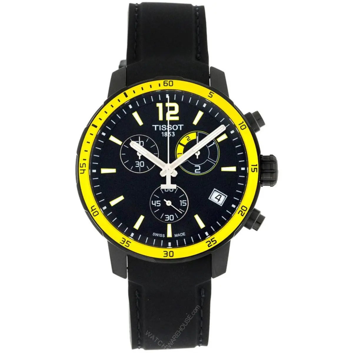 Tissot Quickster Soccer World Cup Blk Dial Men`s Watch T095.449.37.057.00 - Dial: Black, Band: Black, Bezel: Yellow