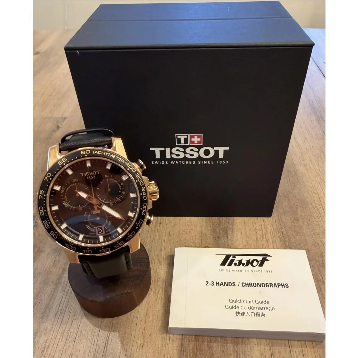 Supersport 45.5mm Black Dial Rose Gold Case Chrono T125.617.36.051.00 by Tissot