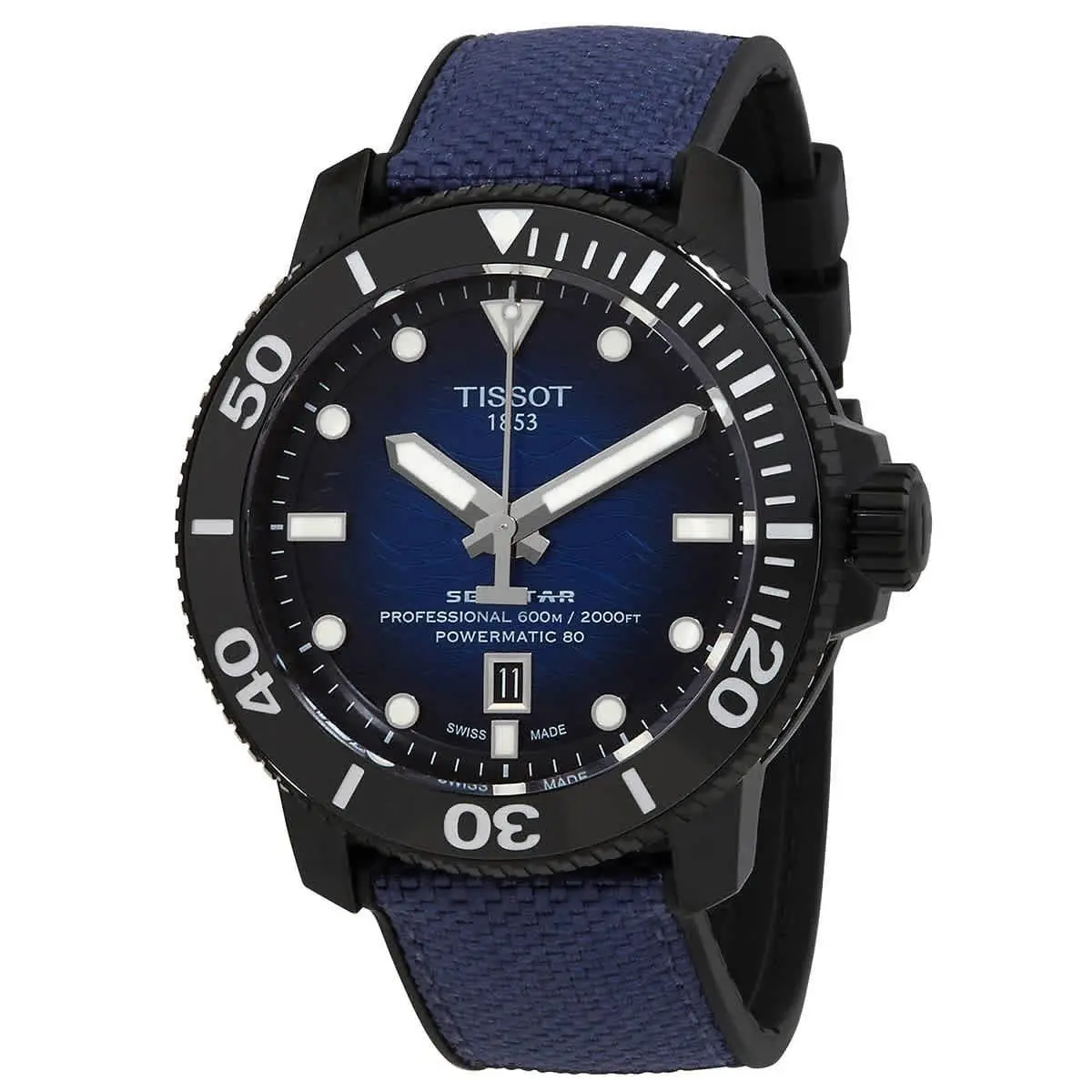 Tissot Seastar 2000 Automatic Graded Blue Dial Men`s Watch T120.607.37.041.00 - Dial: Blue, Band: Blue, Bezel: Black