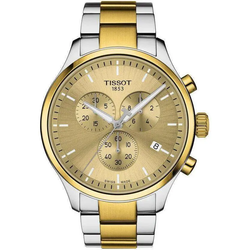 Tissot T-sport Chronograph Quartz Champagne Dial Men`s Watch T116.617.22.021.00 - Dial: Gold, Band: Gold, Silver