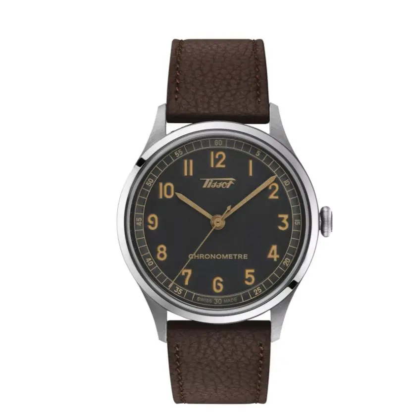 Tissot Heritage 1938 Automatic Anthracite Dial 39mm Mens Watch T1424641606200 - Dial: Anthracite, Band: Brown, Bezel: Silver