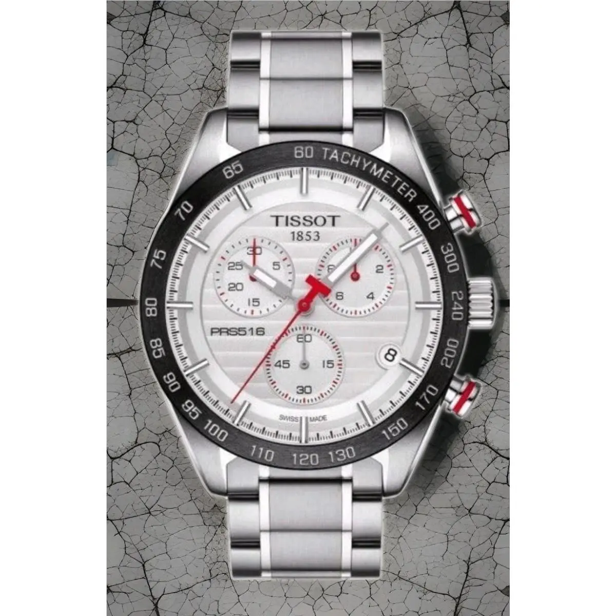 Tissot Prs 516 Chronograph Quartz Watch 42mm - T100.417.11.031.00 - Dial: White, Band: Silver, Bezel: Black