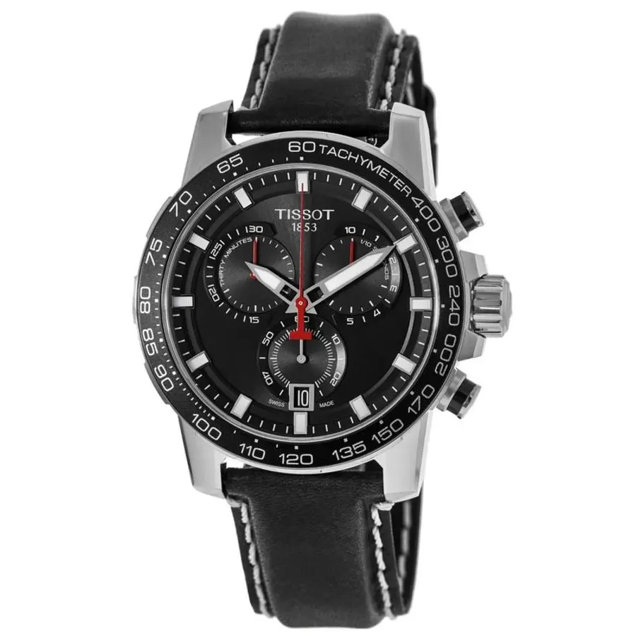 Supersport Chrono Black Dial Leather Men`s Watch T125.617.16.051.00 by Tissot