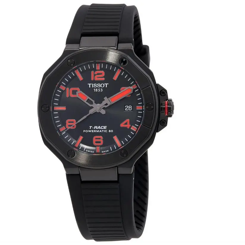 Tissot Mens T-race Powermatic 80 Automatic Black Dial Watch - T1418073705700