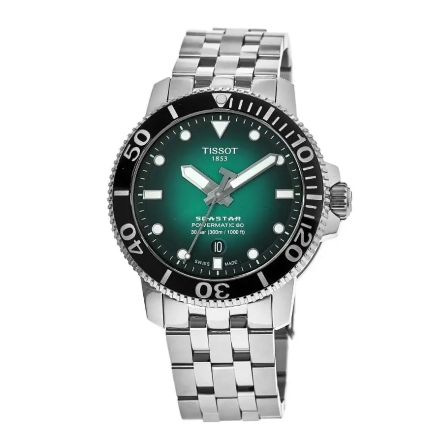 Tissot Seastar 1000 Automatic Green Dial Men`s Watch T120.407.11.091.01 - Face: Green, Dial: Green, Band: Silver