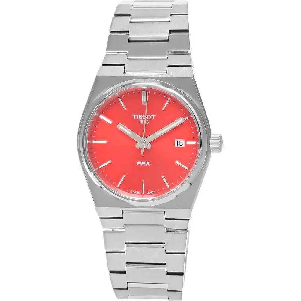 Tissot Prx Quartz 35mm Red Dial SS Women`s Watch T137.210.11.421.00 - Dial: Red, Band: Gray
