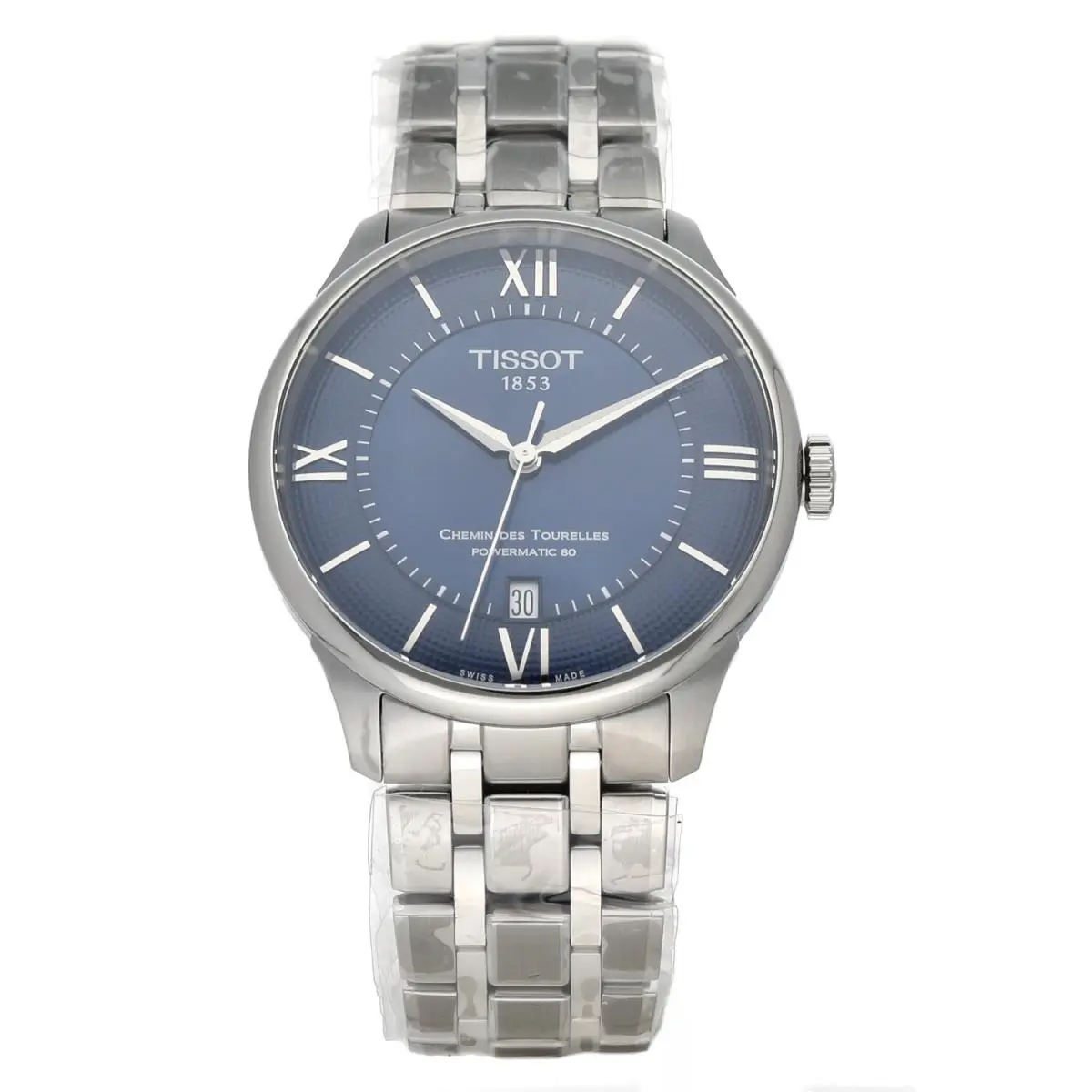 Tissot T139.807.11.048.00 Chemin Des Tourelles Powermatic 80 39 mm Men`s Watch - Dial: Blue, Band: Silver, Bezel: Silver