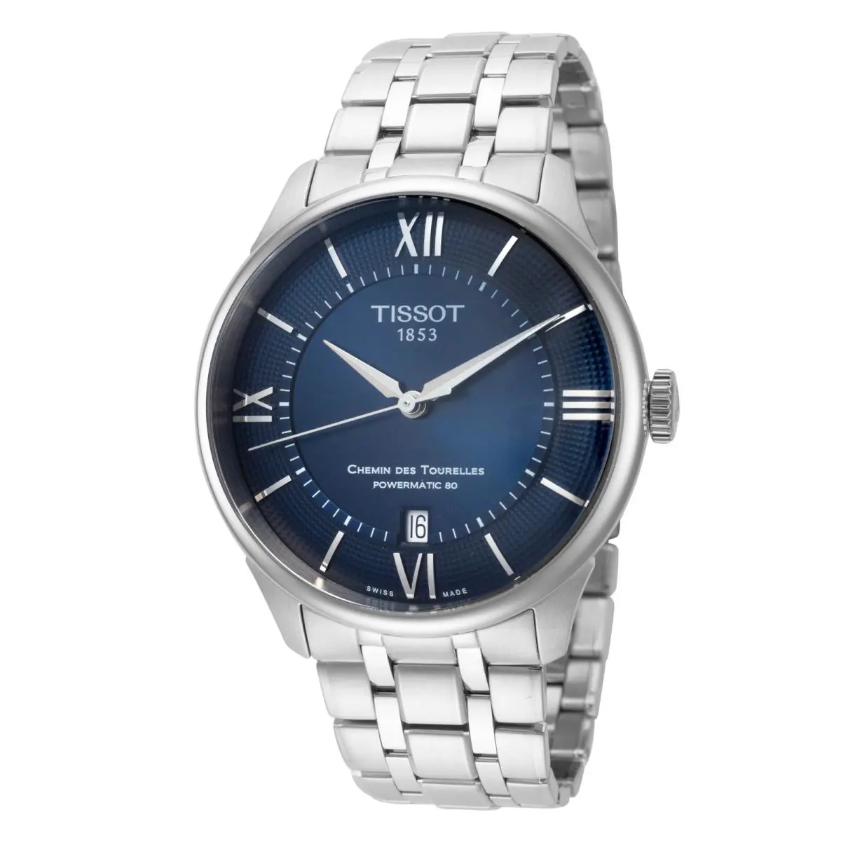 Tissot Men`s Chemin Des Tourelles 39mm Automatic Watch T139.807.11.048.00 - Dial: Blue, Band: Gray, Other Dial: Blue