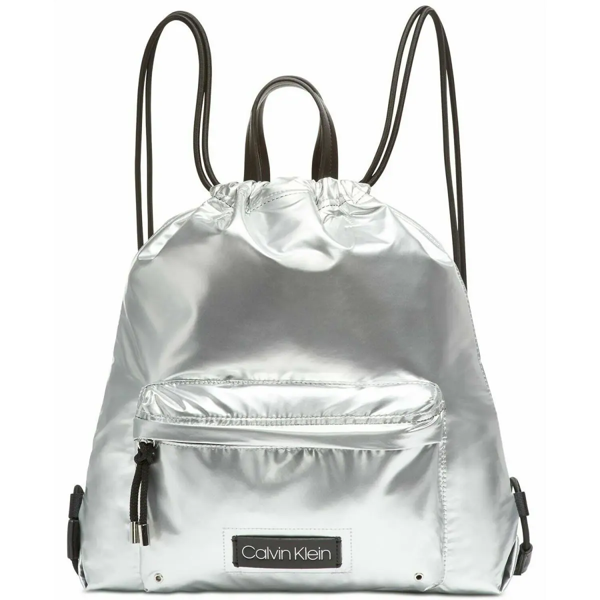 Calvin Klein Bucket Tote Shoulder-bag Black Patent Leather Drawstring Large