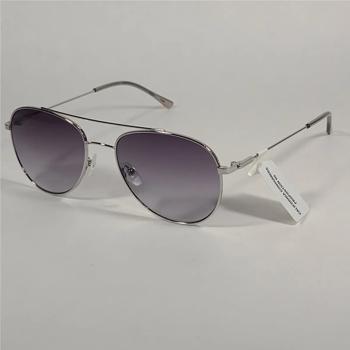 Calvin Klein CK20120S 045 Aviator Pilot Sunglasses Silver Frame Smoke Lens 55mm