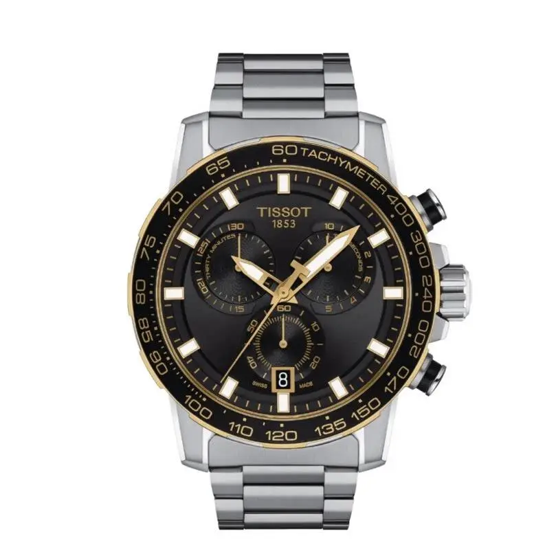 Tissot Men`s Supersport Chrono Stainless Steel Watch T1256172105100 - Dial: Black, Band: Silver