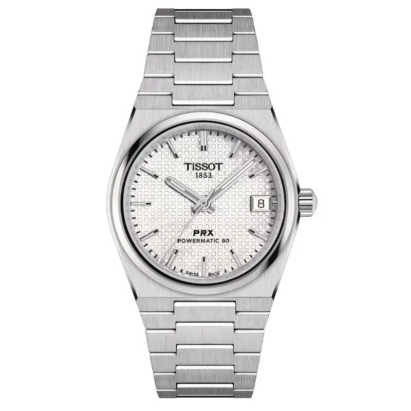 Tissot Prx 35mm White Dial Auto Unisex Watch T137.207.11.111.00 - Dial: White, Band: Silver, Bezel: Silver