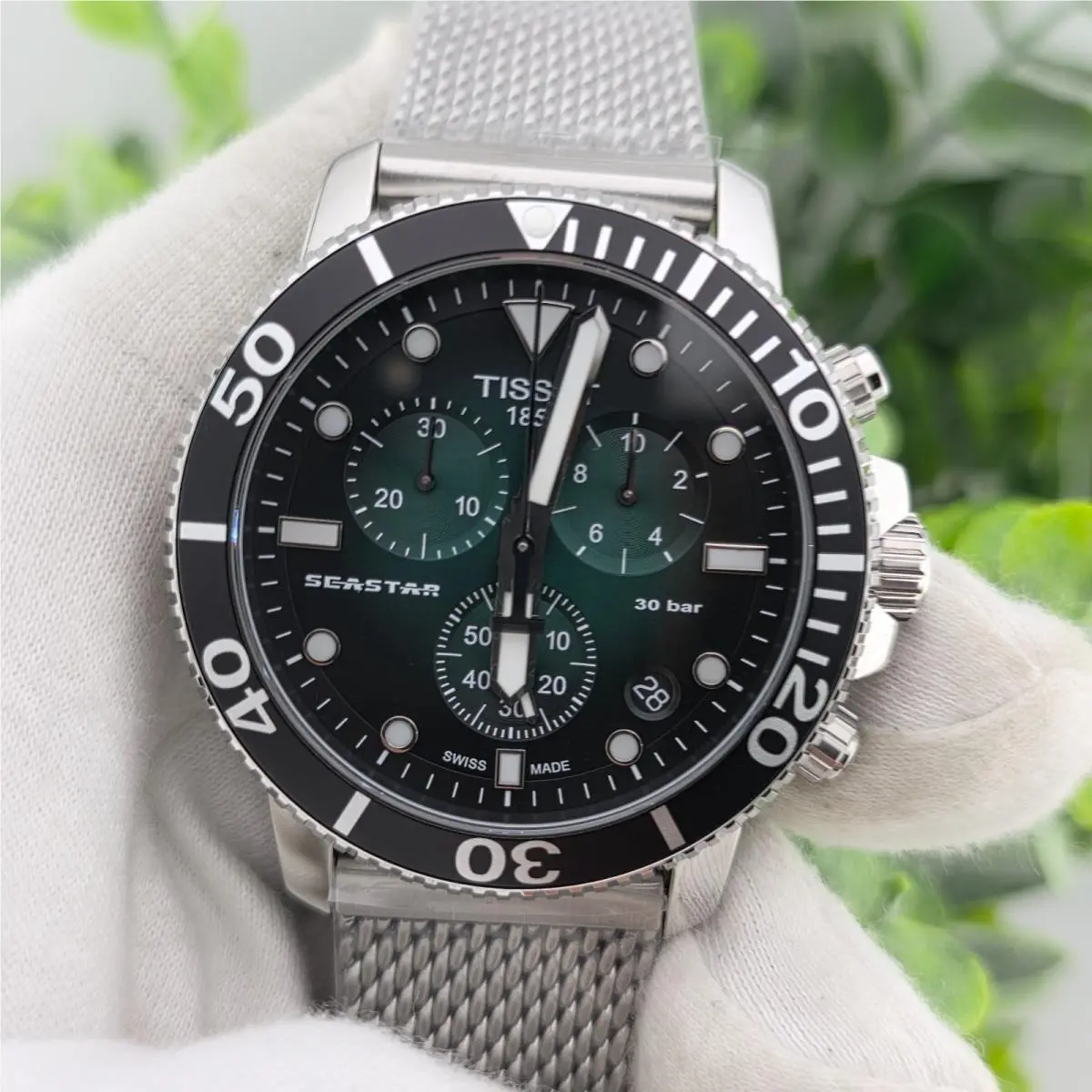 Seastar 1000 T120.417.11.091.00 Chronograph Green Dial Quartz Watch by Tissot