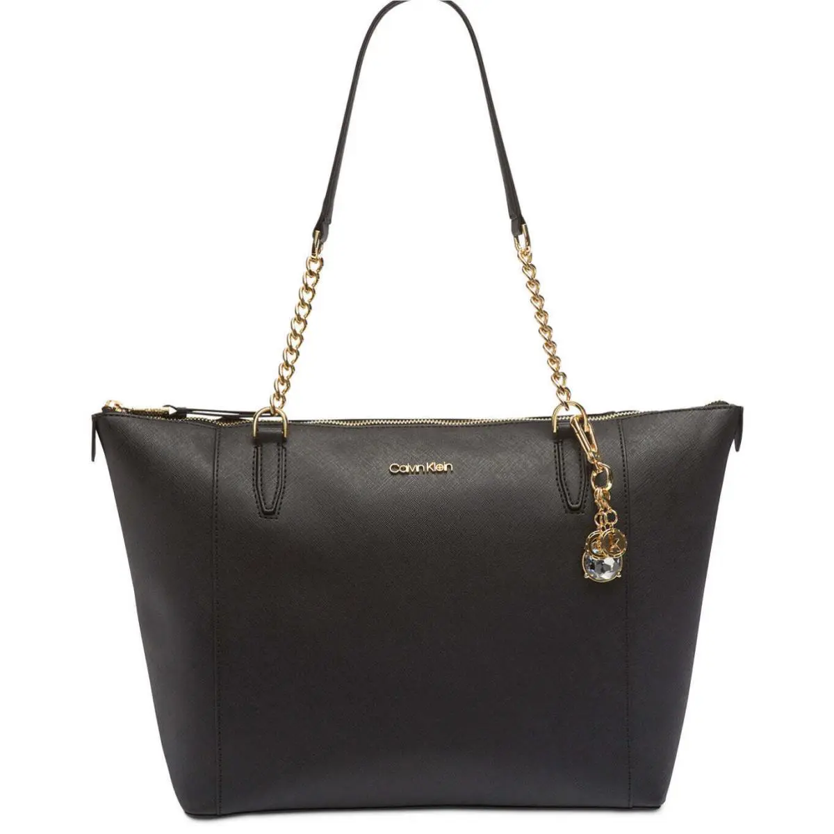 Calvin Klein Marybelle Leather Tote Black 228 - Exterior: Black