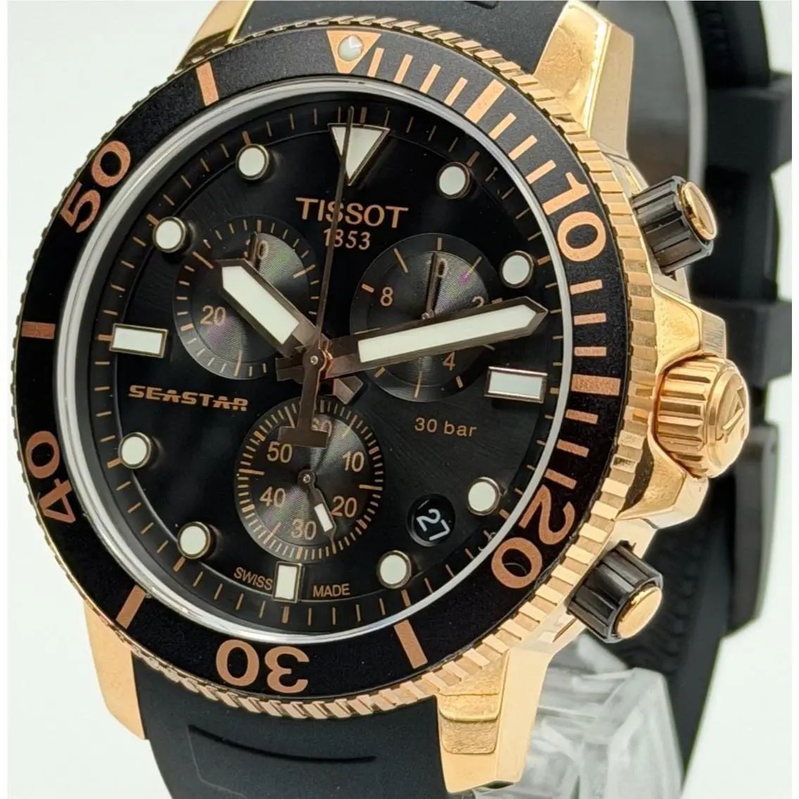 Tissot Seastar 1000 Chronograph Black/gold Dial Men`s Watch T120.417.37.051.00