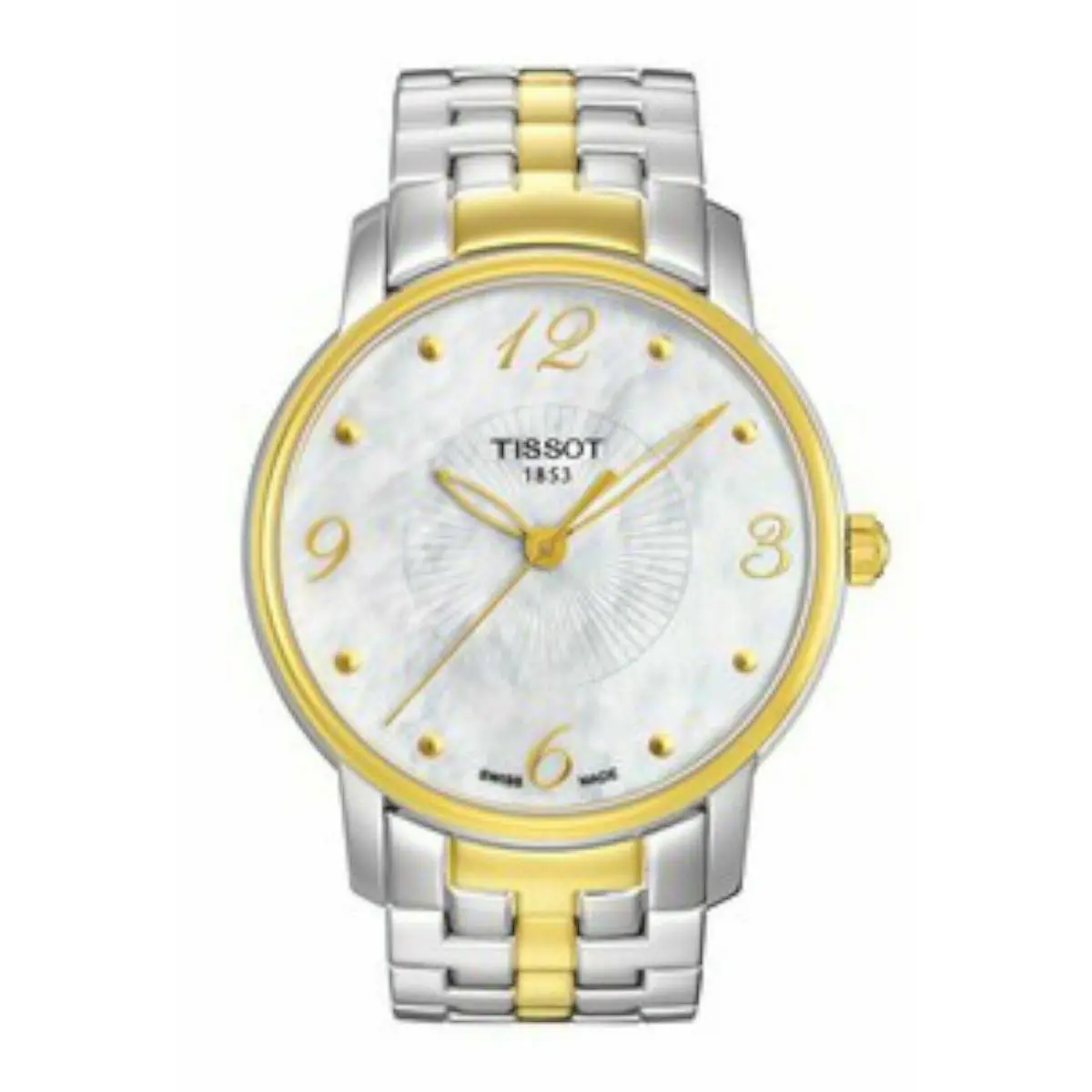Tissot T0522102211700 Women`s T-round White Mother of Pearl Dial 2Tone Watch - Dial: Mother of Pearl, Band: Multi-Color, Bezel: Gold