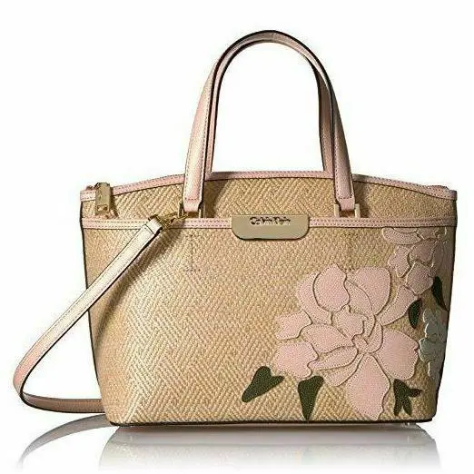 Calvin Klein Lola Large Satchel Natural Floralgold H7jdl7ps - Exterior: Gold