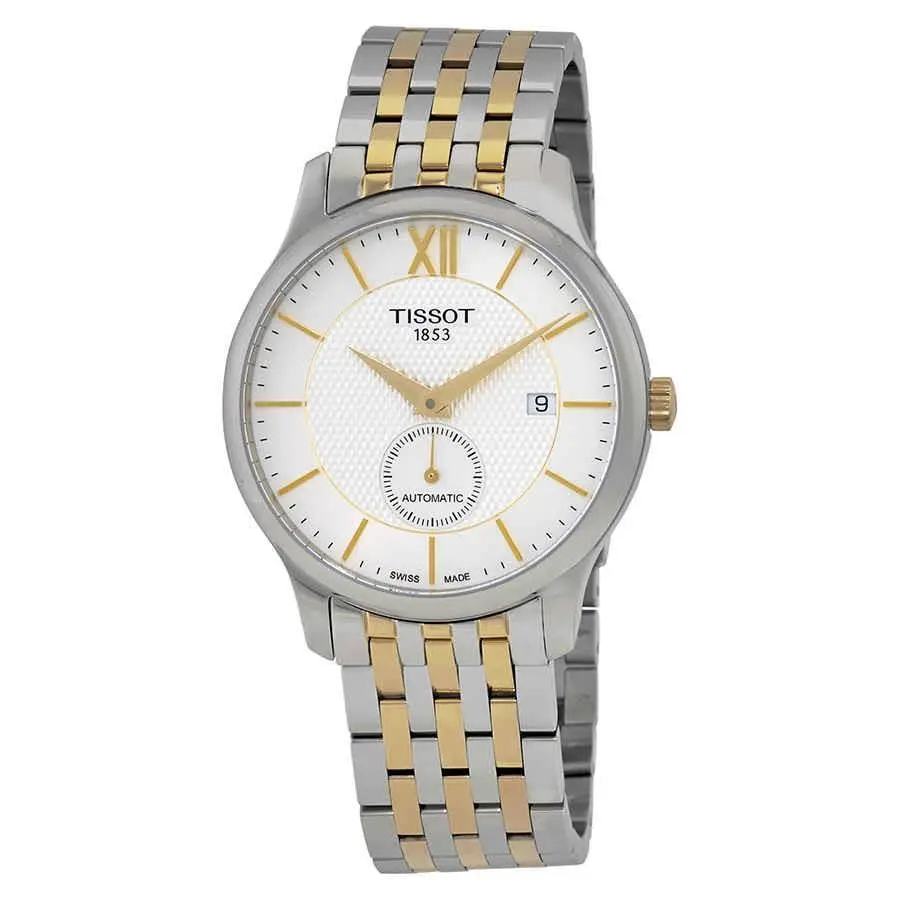 Tissot Tradition Automatic Silver Dial Men`s Watch T063.428.22.038.00 - Dial: Silver, Band: Silver, Gold, Bezel: Silver