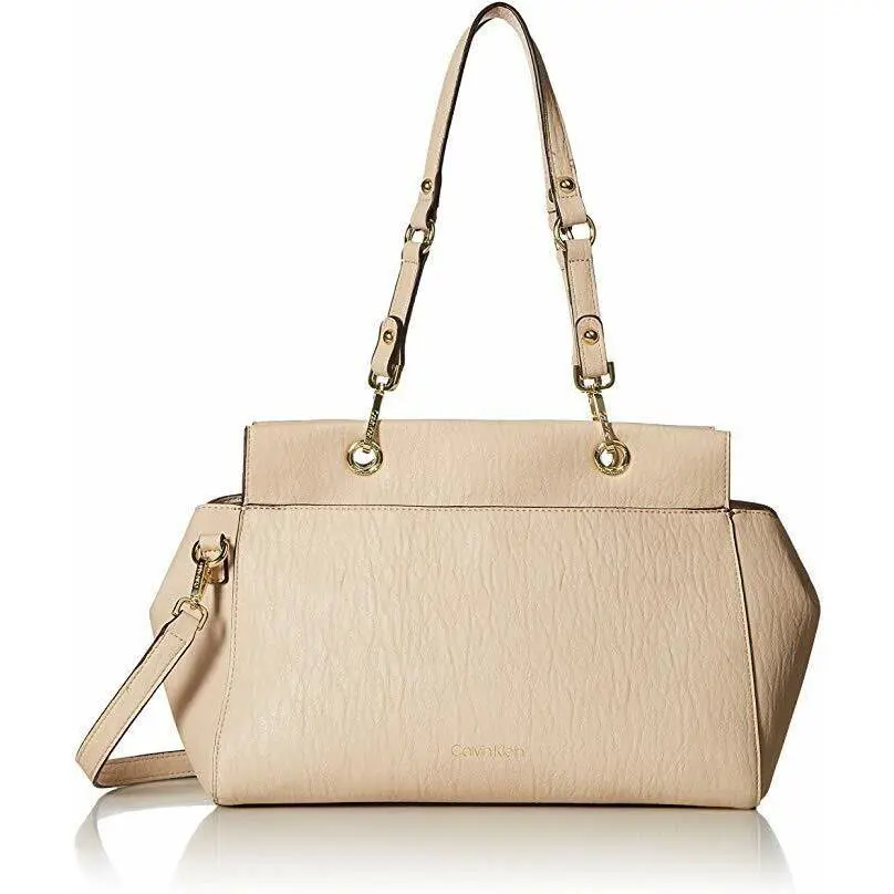 Calvin Klein Sonoma Bubble Lamb Leather Satchel in Sand - Handle/Strap: Beige, Hardware: Gold, Exterior: Sand