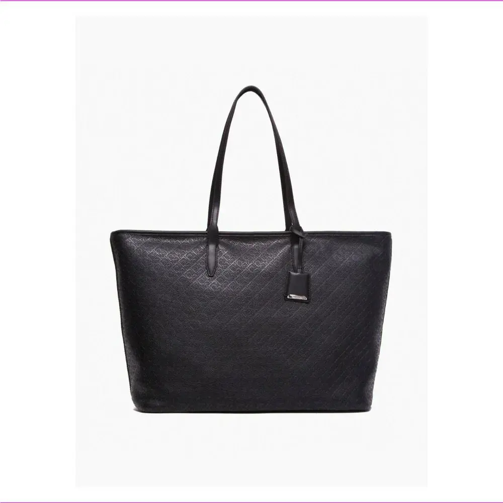 Calvin Klein Monogram Logo Pebble Tote Bag Black