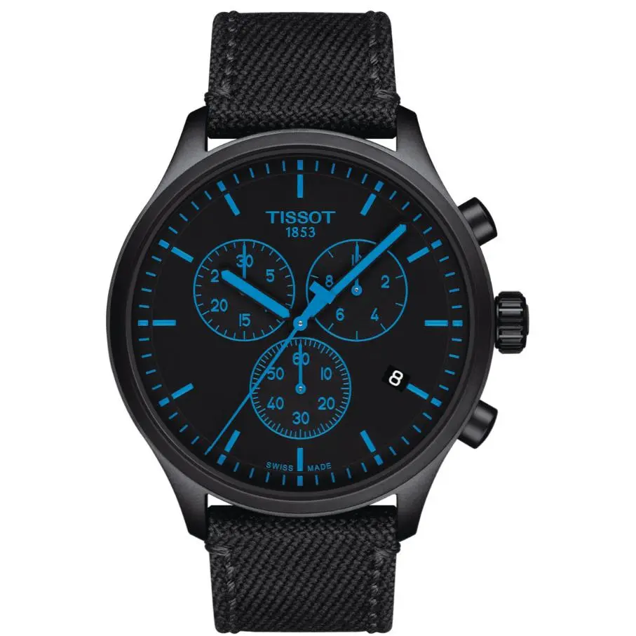 Tissot Chrono XL Tsport Black Dial Black Strap Quartz Men`s Watch T1166173705100 - Dial: Black, Blue, Band: Black, Bezel: Black