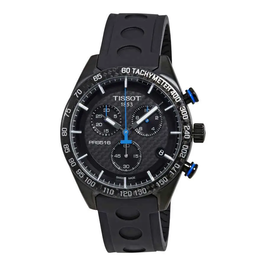 Tissot Prs 516 Chronograph Black Carbon Dial Men`s Watch T1004173720100