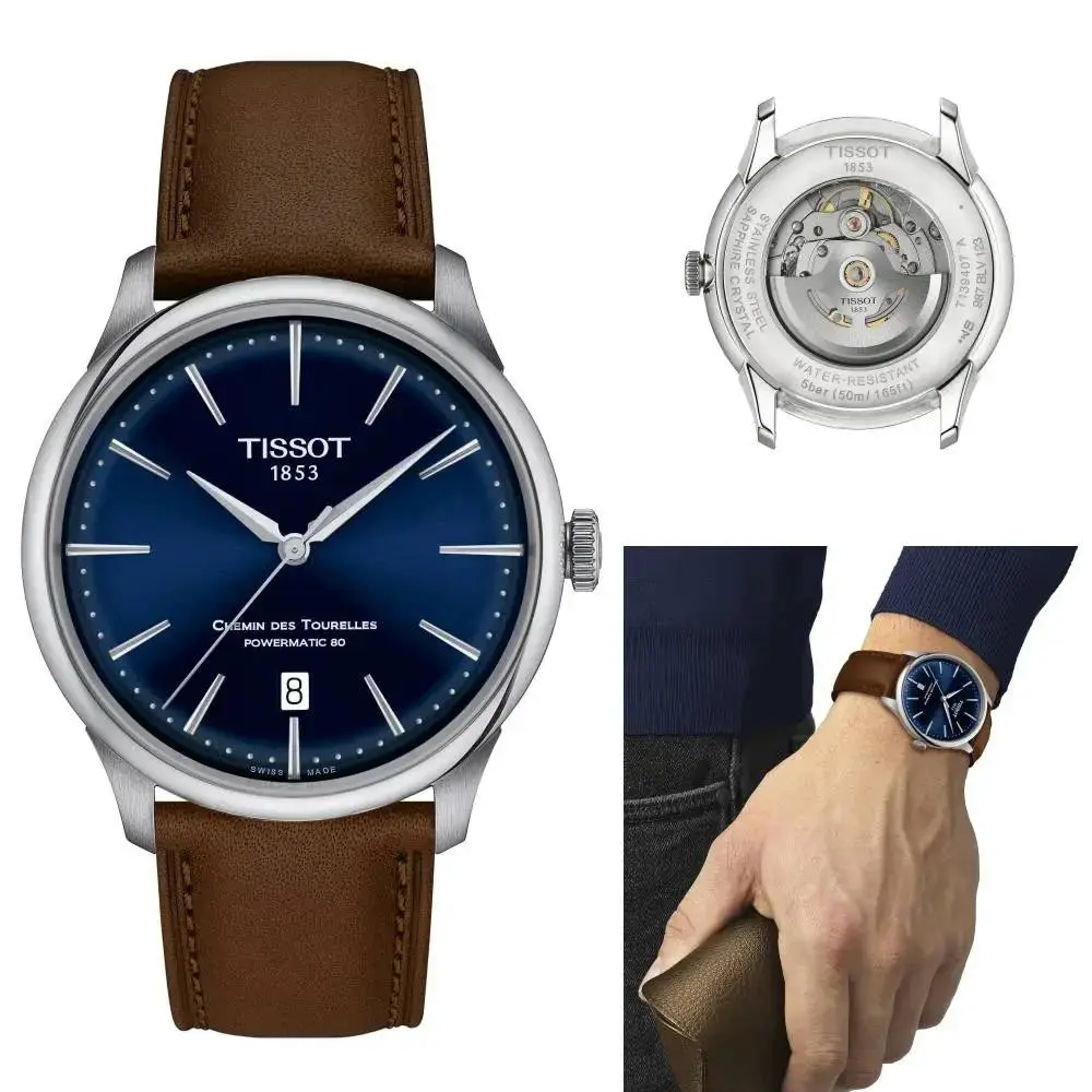 Men`s Chemin Des Tourelles 39mm Automatic T139.807.16.041.00 Fedex 2DAY by Tissot