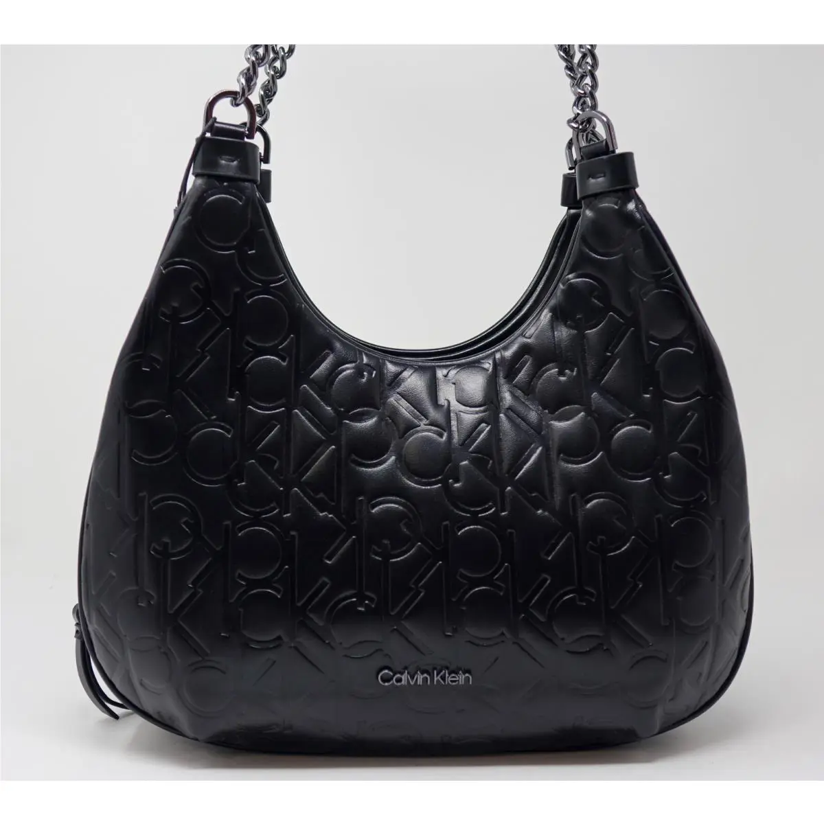 Calvin Klein Women`s Black Logo Embossed Handbag Purse Shoulder Bag